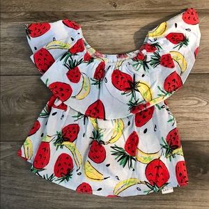 Zara Girls Fruit off the shoulder ruffle top